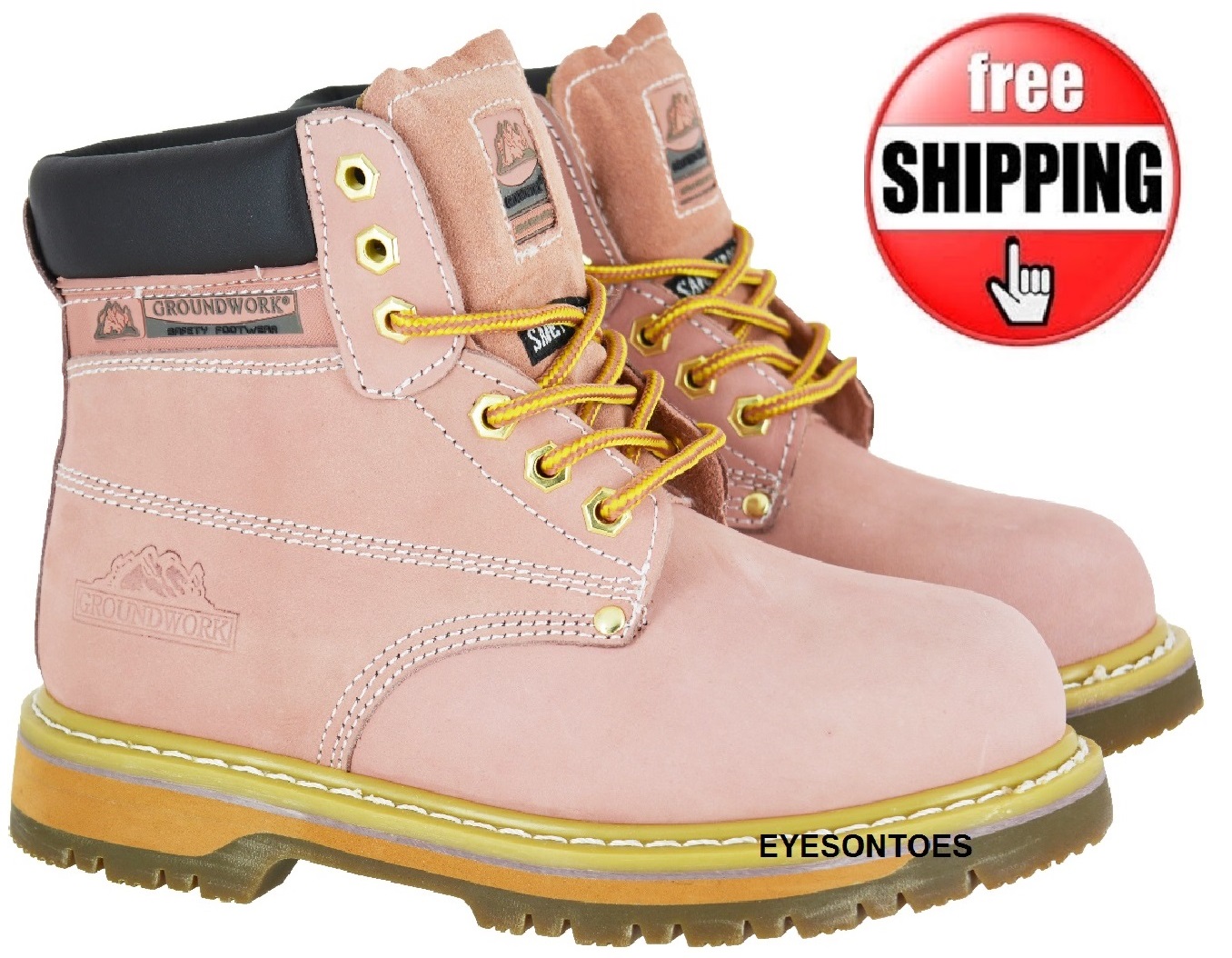 WOMENS LADIES PINK SAFETY WORK STEEL TOE CAP HIKING LACE UP TRAINER BOOTS SZ 38 eBay